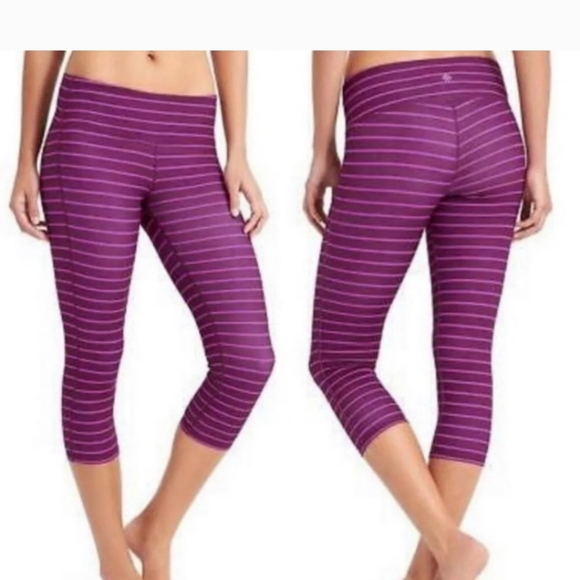 Athleta striped purple and pink running yoga workout leggings size small - Picture 5 of 5